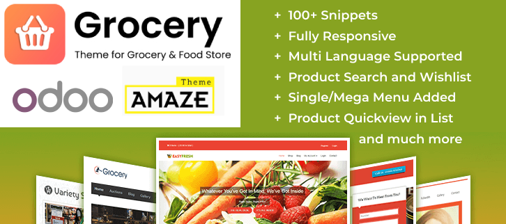 Odoo Theme for Grocery Store Odoo Fashion Store Theme Online Food Delivery and Online Food Selling Odoo Theme Hotel Booking & Reservation Marketplace Odoo Theme Odoo Beauty & Cosmetics E-commerce Theme Furniture Store eCommerce Theme