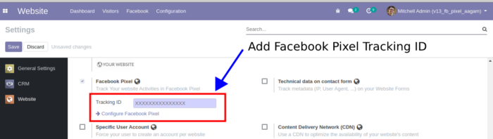 Facebook Pixel integration in odoo