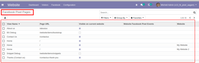 Facebook Pixel in odoo