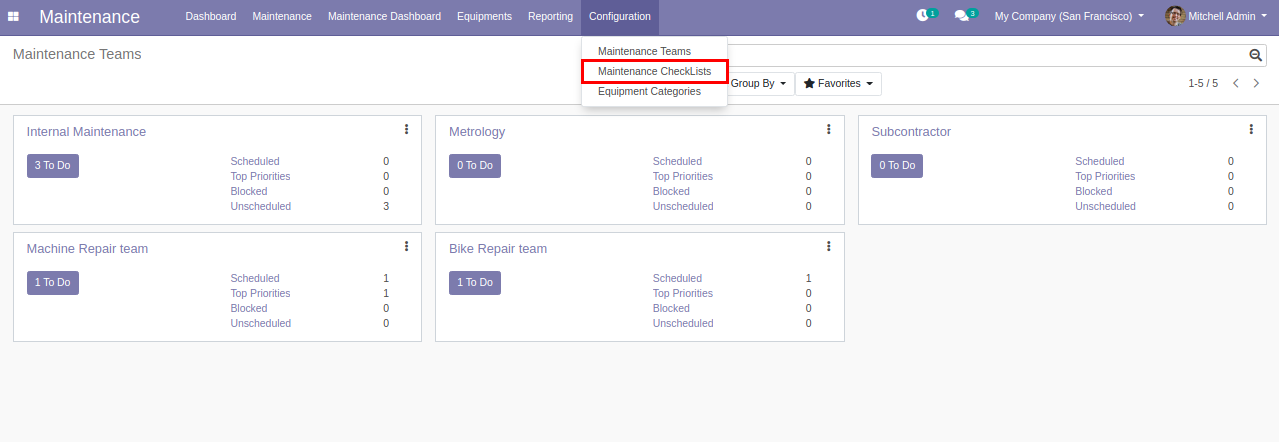 Equipment Maintenance management odoo module