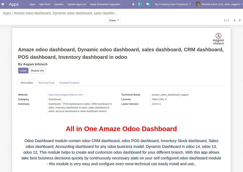 Installation Steps for Amaze Dynamic odoo dashboard
