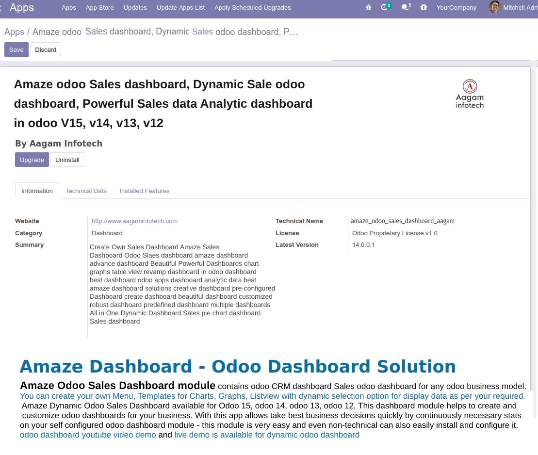 Installation Steps for Amaze Dynamic odoo Sales dashboard