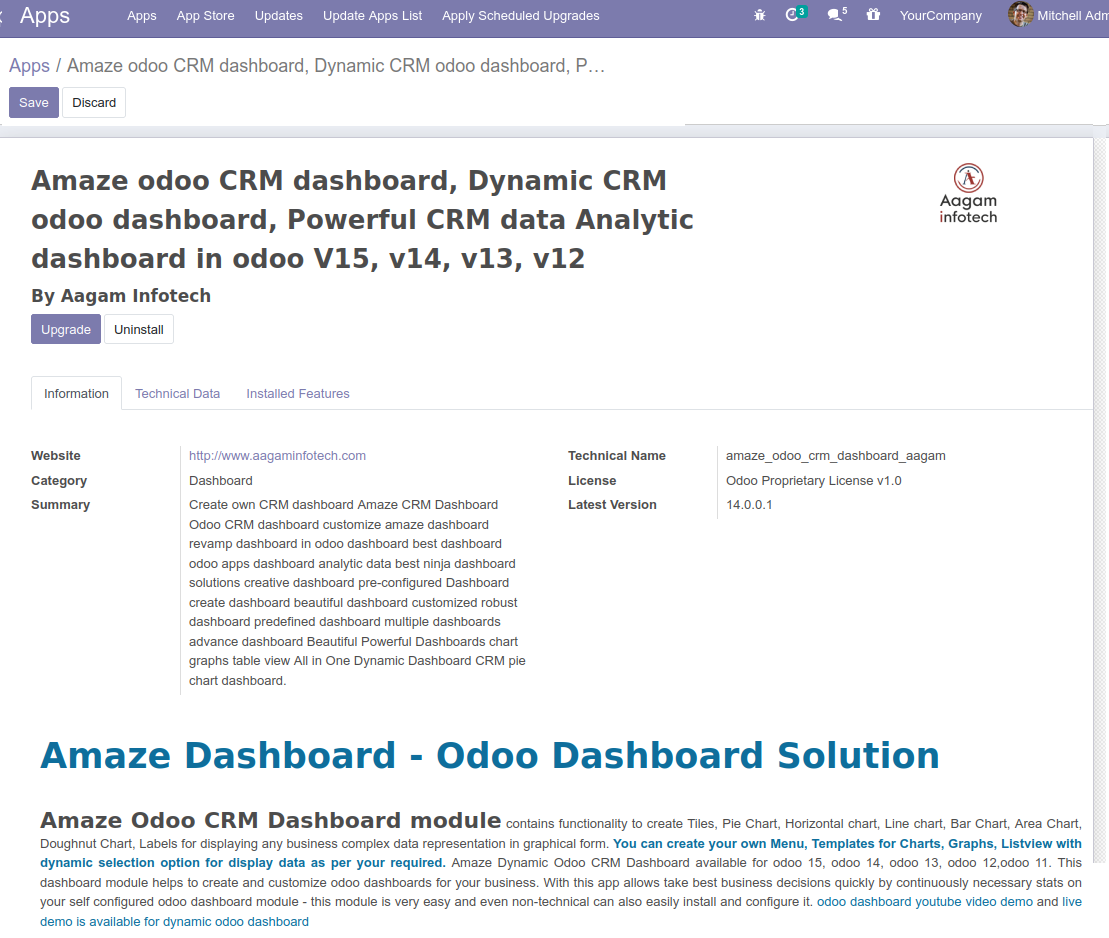 Installation Steps for Amaze Dynamic odoo CRM dashboard
