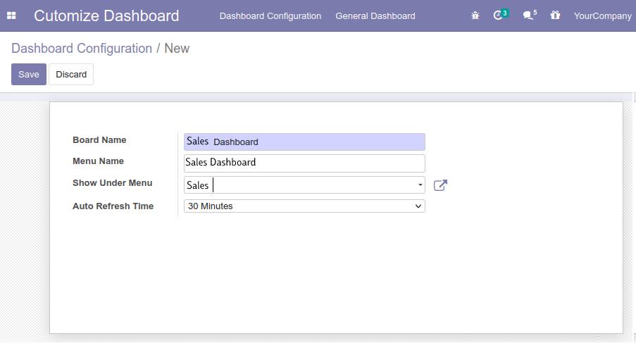 Create Multiple Dashboards in Sales Menu